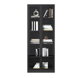Black Modern Glass Doors Closed Standard Tall Bookcase Image - 2
