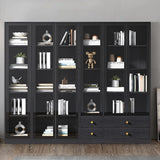 Black Modern Glass Doors Closed Standard Tall Bookcase Image - 4