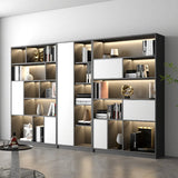 Black Modern Illuminated Vertical Wood Display Bookcase Image - 1