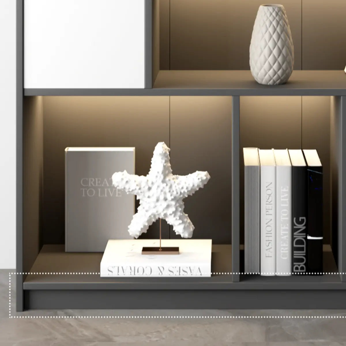 Black Modern Illuminated Vertical Wood Display Bookcase Image - 9