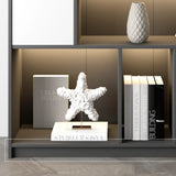 Black Modern Illuminated Vertical Wood Display Bookcase Image - 9
