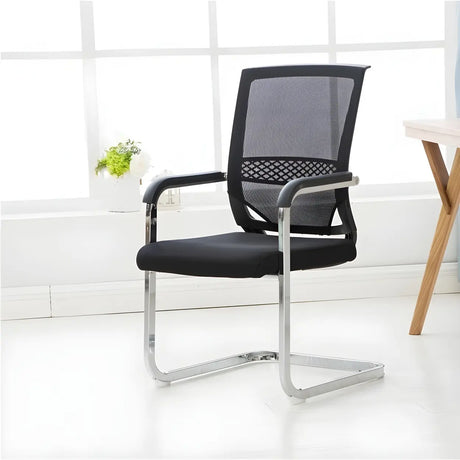 Black Modern Mesh Back Metal Frame Office Arm Chair Image - 1
