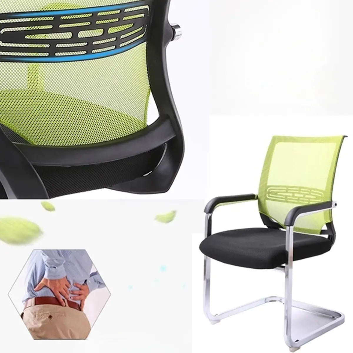 Black Modern Mesh Back Metal Frame Office Arm Chair Image - 12