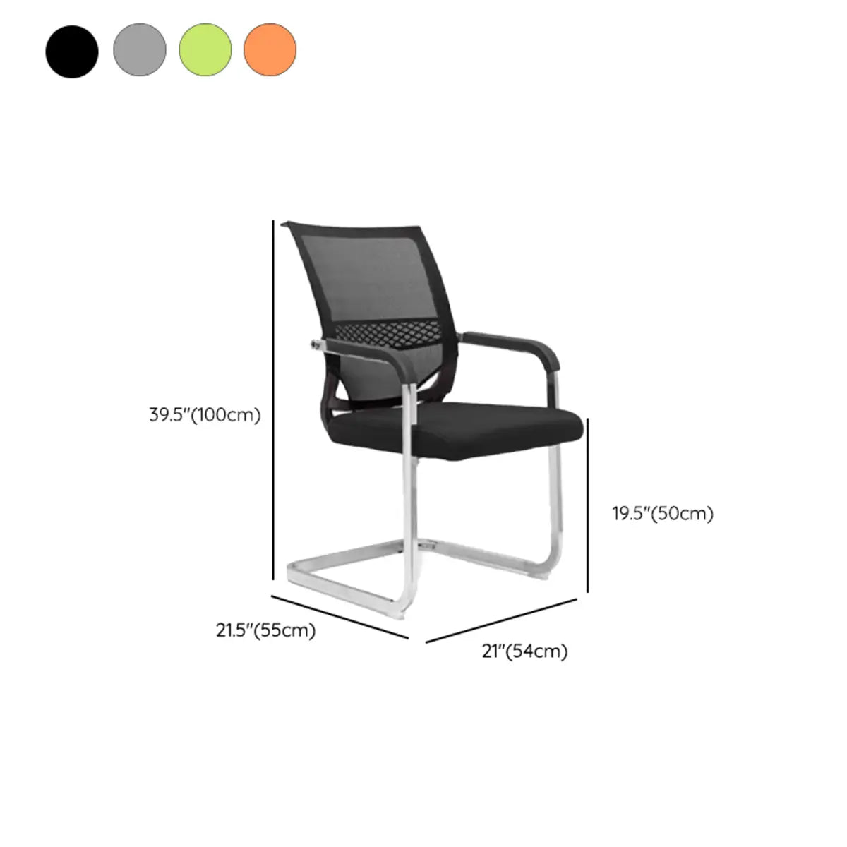 Black Modern Mesh Back Metal Frame Office Arm Chair 