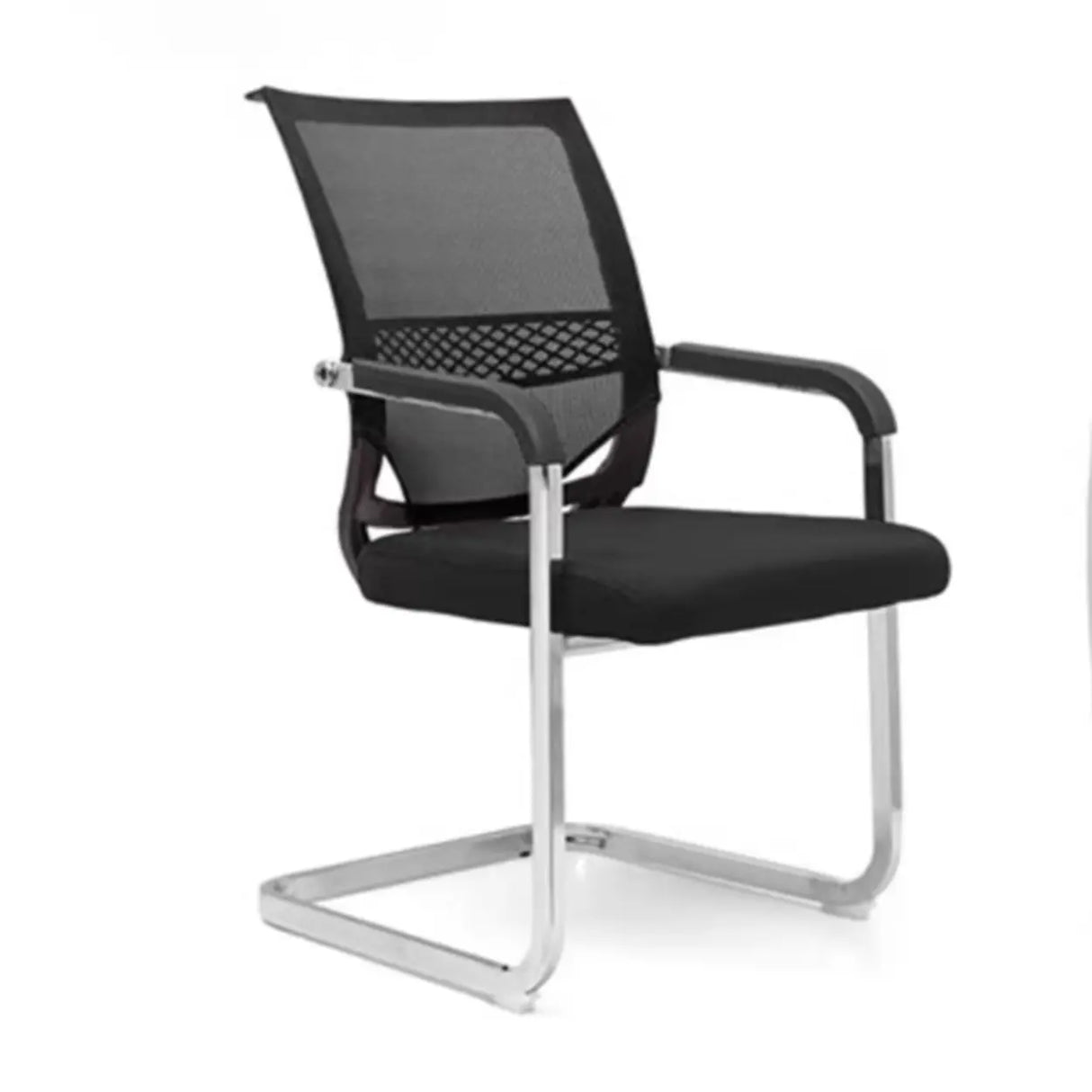 Black Modern Mesh Back Metal Frame Office Arm Chair Image - 2