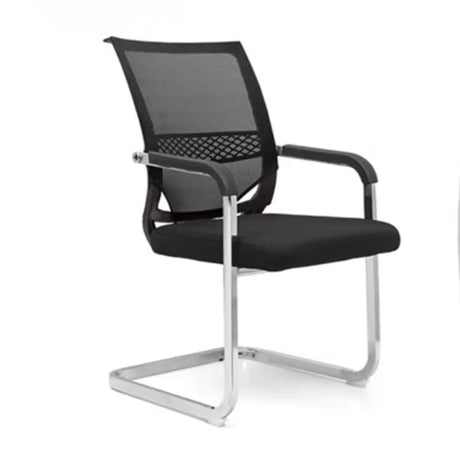 Black Modern Mesh Back Metal Frame Office Arm Chair Image - 2