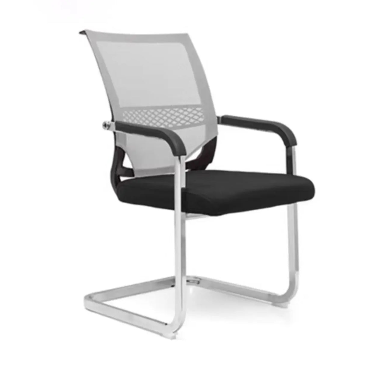 Black Modern Mesh Back Metal Frame Office Arm Chair Image - 3