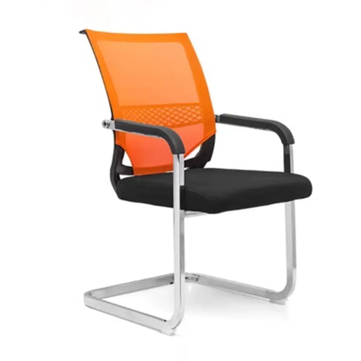 Black Modern Mesh Back Metal Frame Office Arm Chair Image - 7