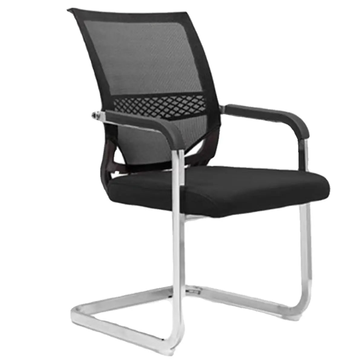 Black Modern Mesh Back Metal Frame Office Arm Chair Image - 9