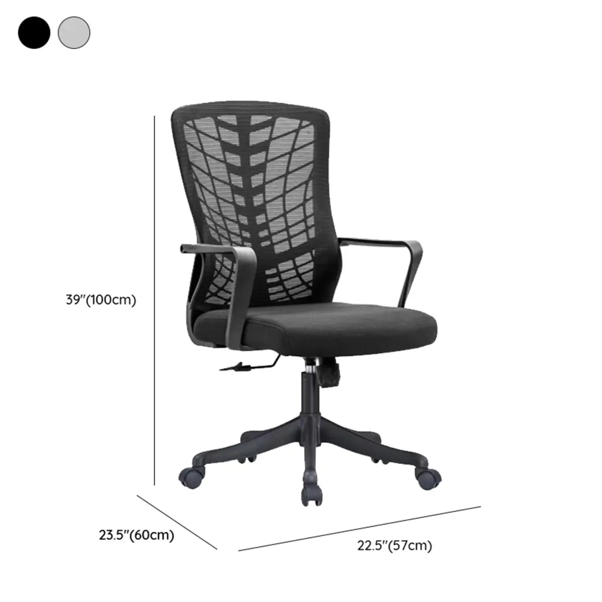 Black Modern Mesh Mid-Back Ergonomic Task Office Chair Image - 24
