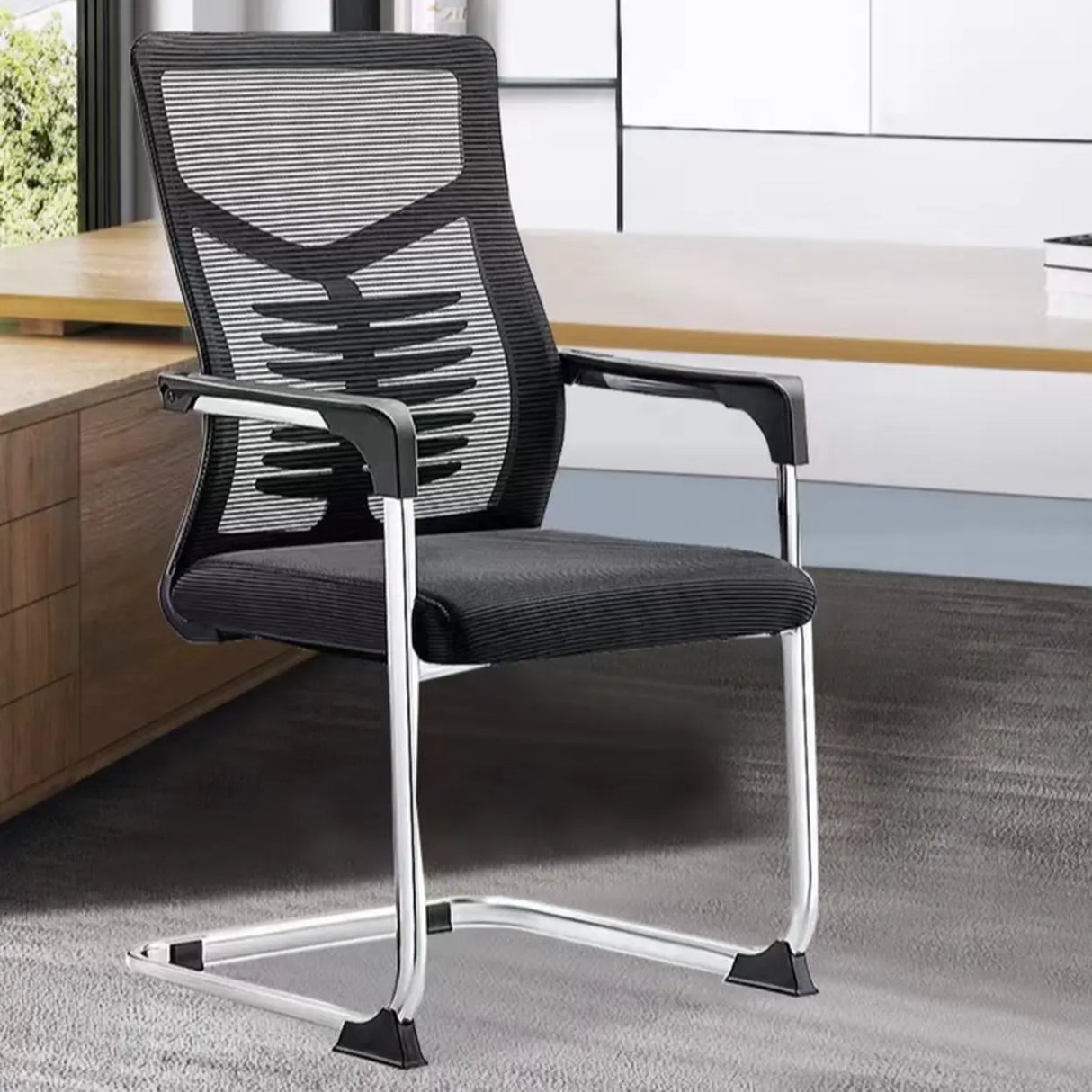 Black Modern Mesh Mid-Back Ergonomic Task Office Chair Image - 6