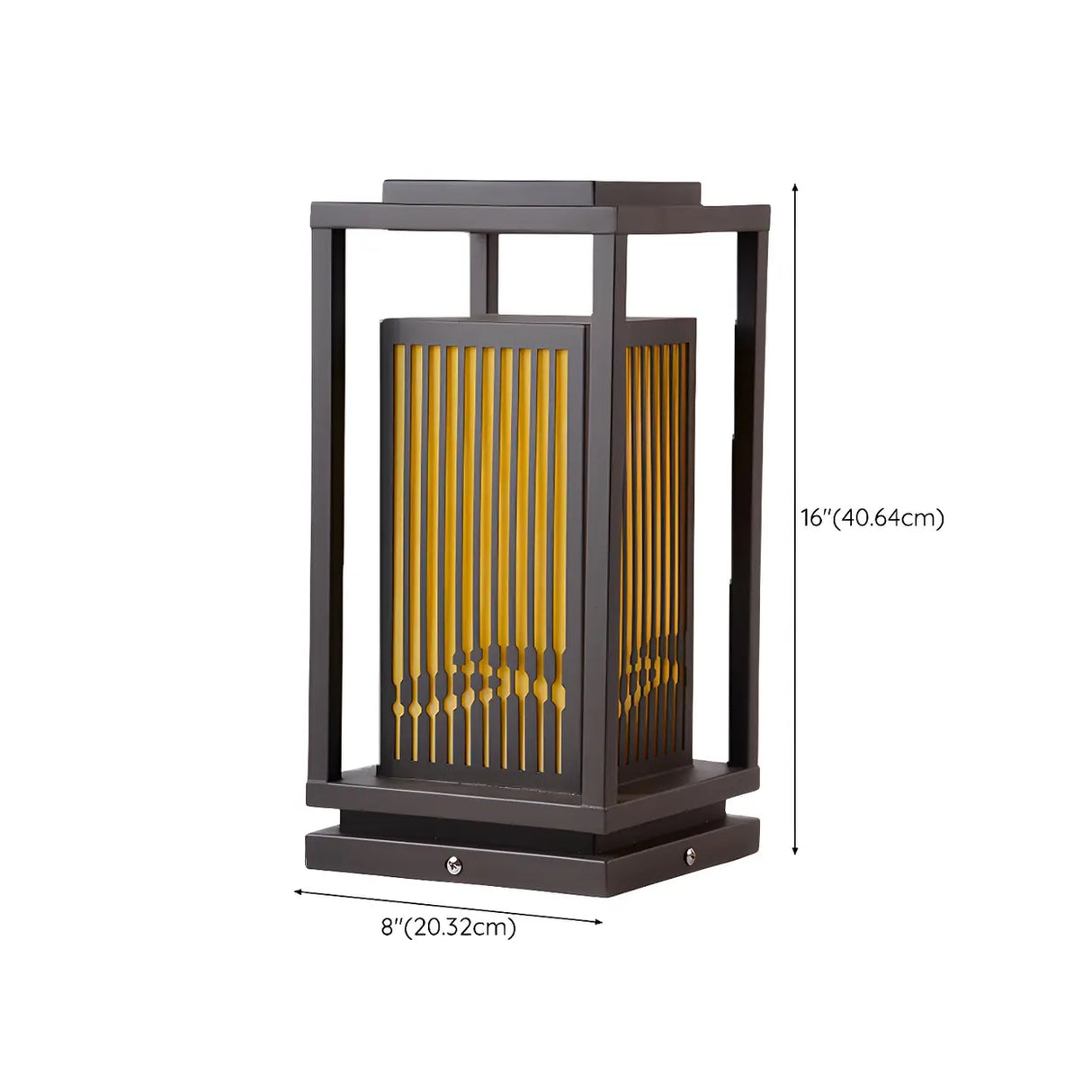Black Modern Metal Rectangle Lantern Outdoor Solar Lamp 