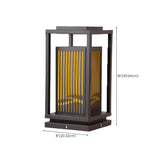 Black Modern Metal Rectangle Lantern Outdoor Solar Lamp #size