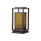Black Modern Metal Rectangle Lantern Outdoor Solar Lamp Image - 2