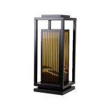 Black Modern Metal Rectangle Lantern Outdoor Solar Lamp Image - 3