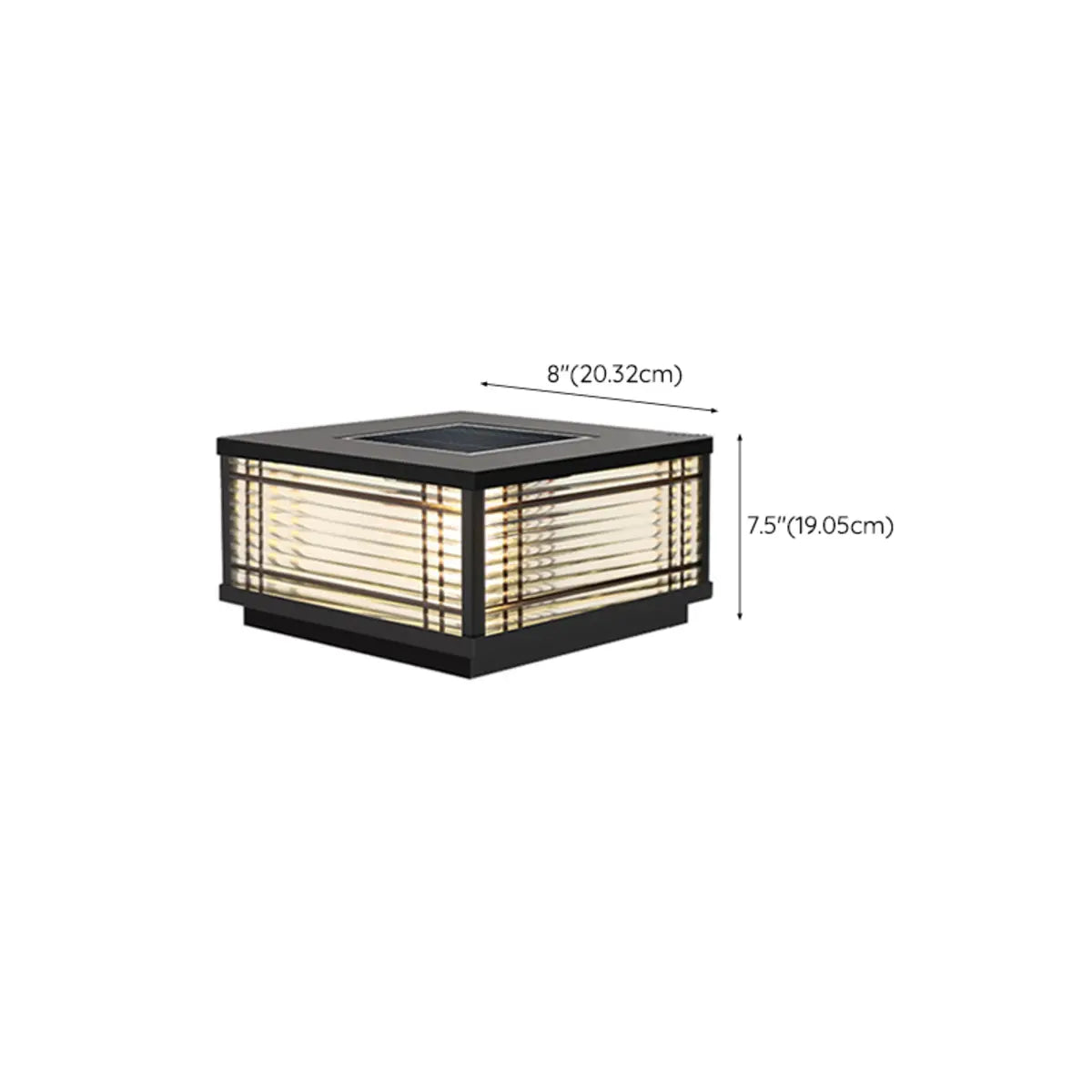 Black Modern Simple Square Solar Outdoor Table Lamp 