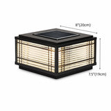 Black Modern Stripe Square Solar Outdoor Pillar Lamp Image - 10