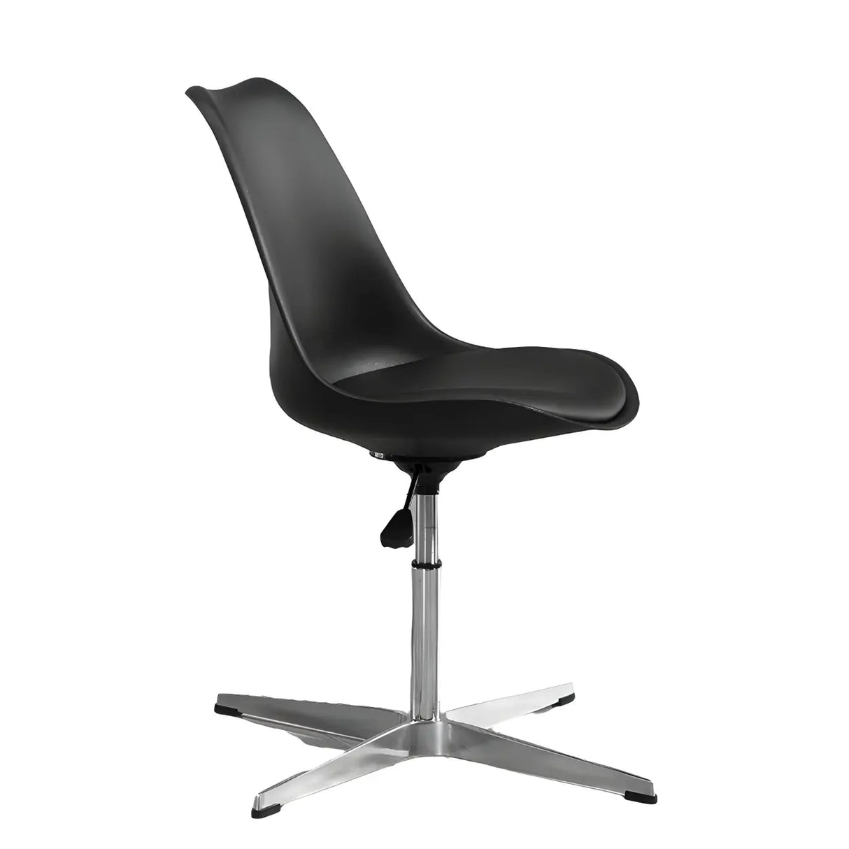 Black Modern Swivel Armless Metal Base Office Chair Image - 10