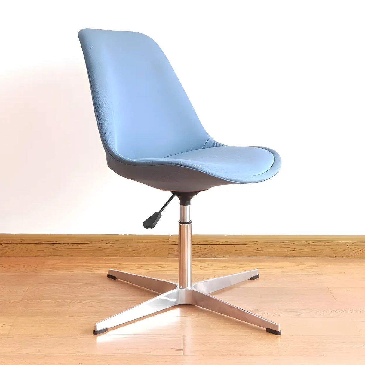 Black Modern Swivel Armless Metal Base Office Chair Image - 11
