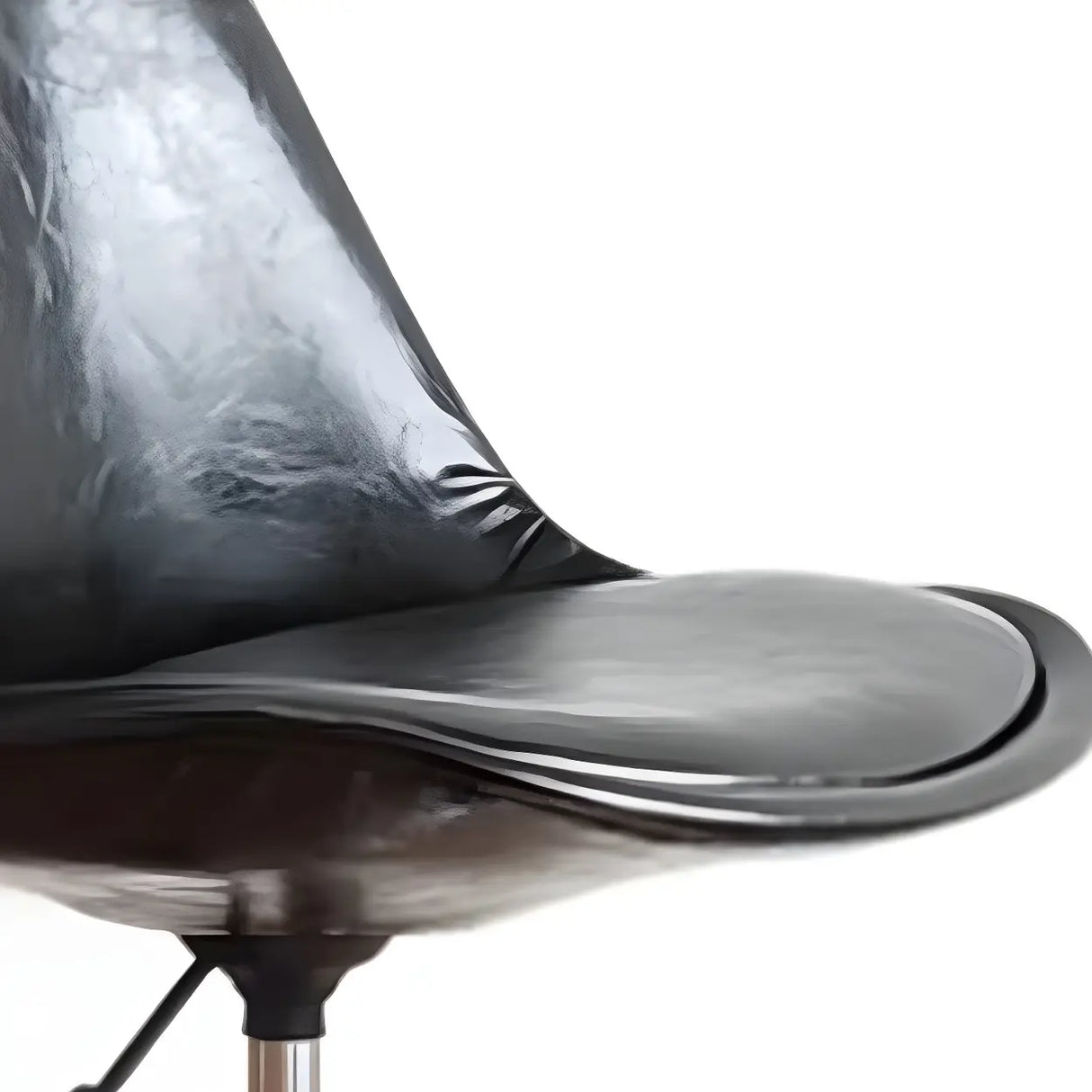 Black Modern Swivel Armless Metal Base Office Chair Image - 12