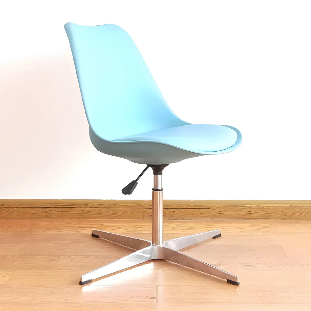 Black Modern Swivel Armless Metal Base Office Chair Image - 13