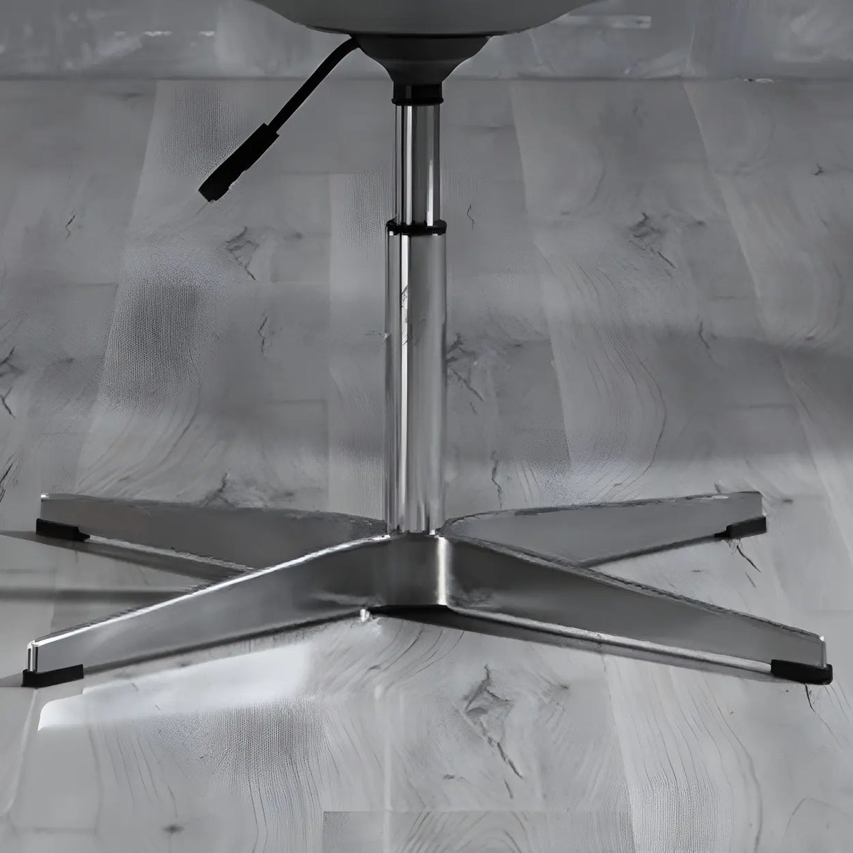 Black Modern Swivel Armless Metal Base Office Chair Image - 16