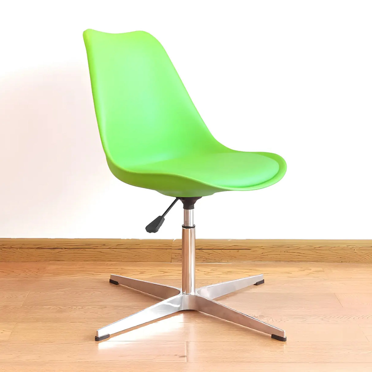 Black Modern Swivel Armless Metal Base Office Chair Image - 18