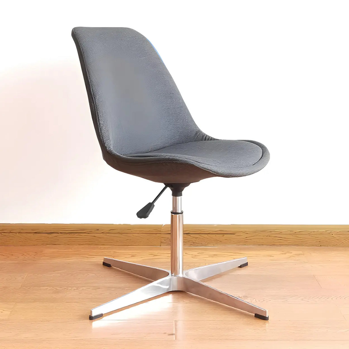 Black Modern Swivel Armless Metal Base Office Chair Image - 20