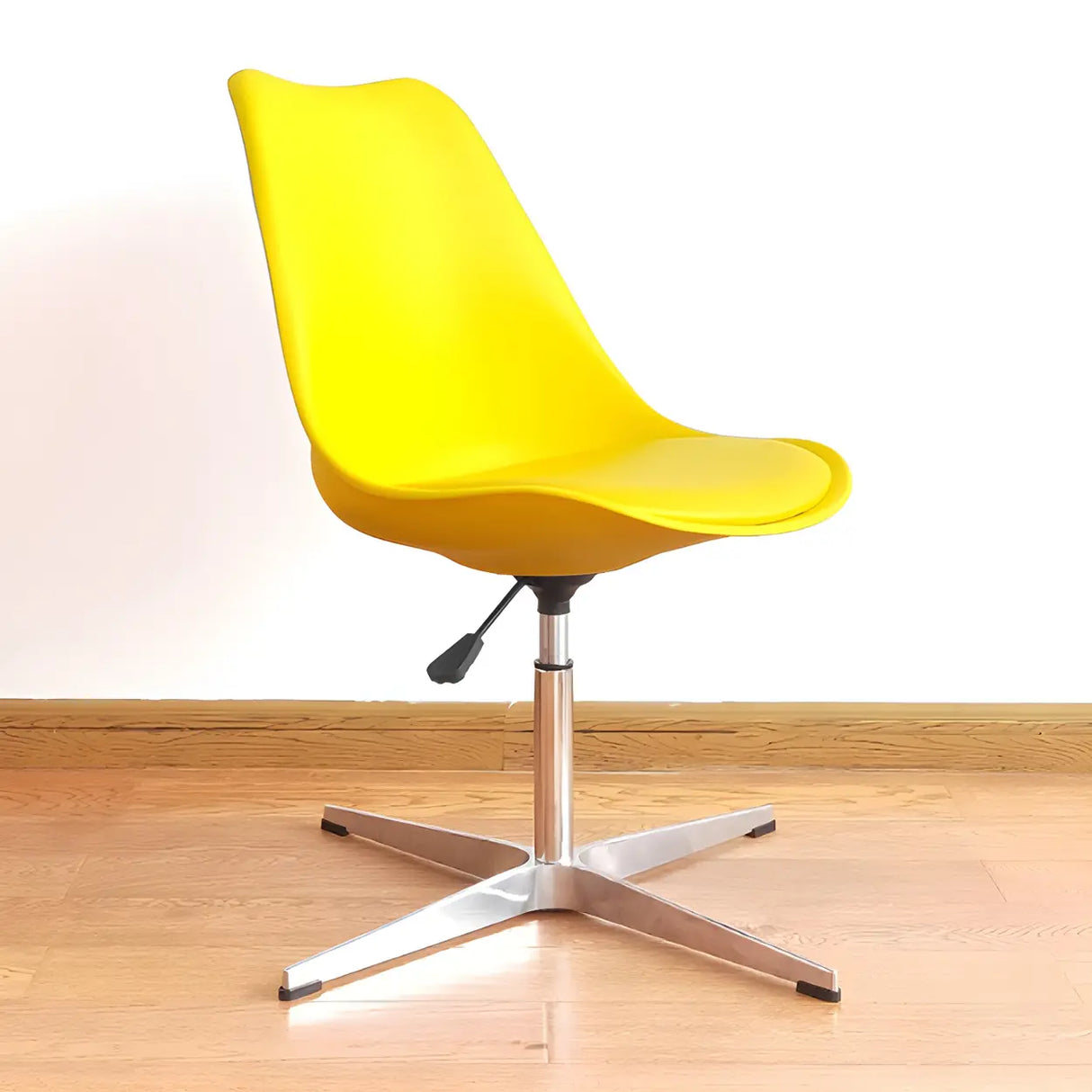Black Modern Swivel Armless Metal Base Office Chair Image - 21