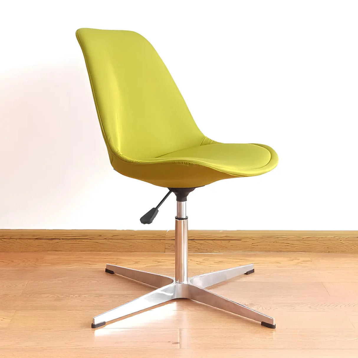 Black Modern Swivel Armless Metal Base Office Chair Image - 22