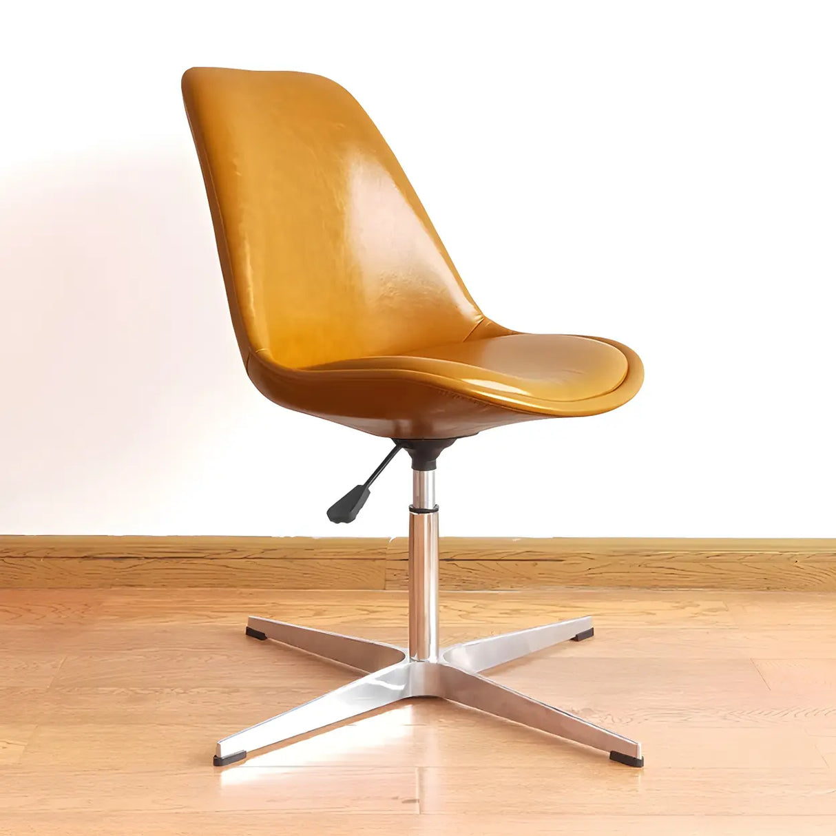 Black Modern Swivel Armless Metal Base Office Chair Image - 23