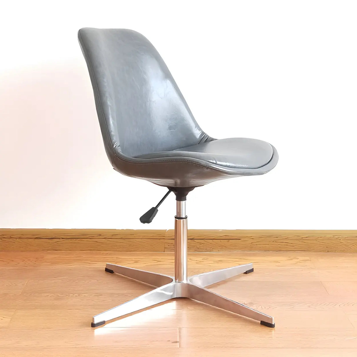 Black Modern Swivel Armless Metal Base Office Chair Image - 25