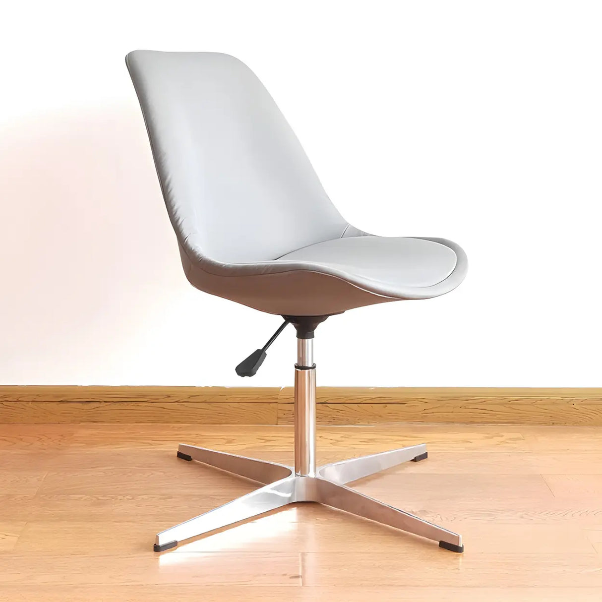 Black Modern Swivel Armless Metal Base Office Chair Image - 26