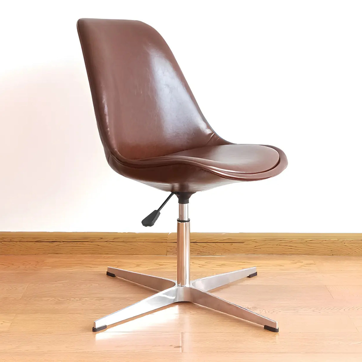 Black Modern Swivel Armless Metal Base Office Chair Image - 27