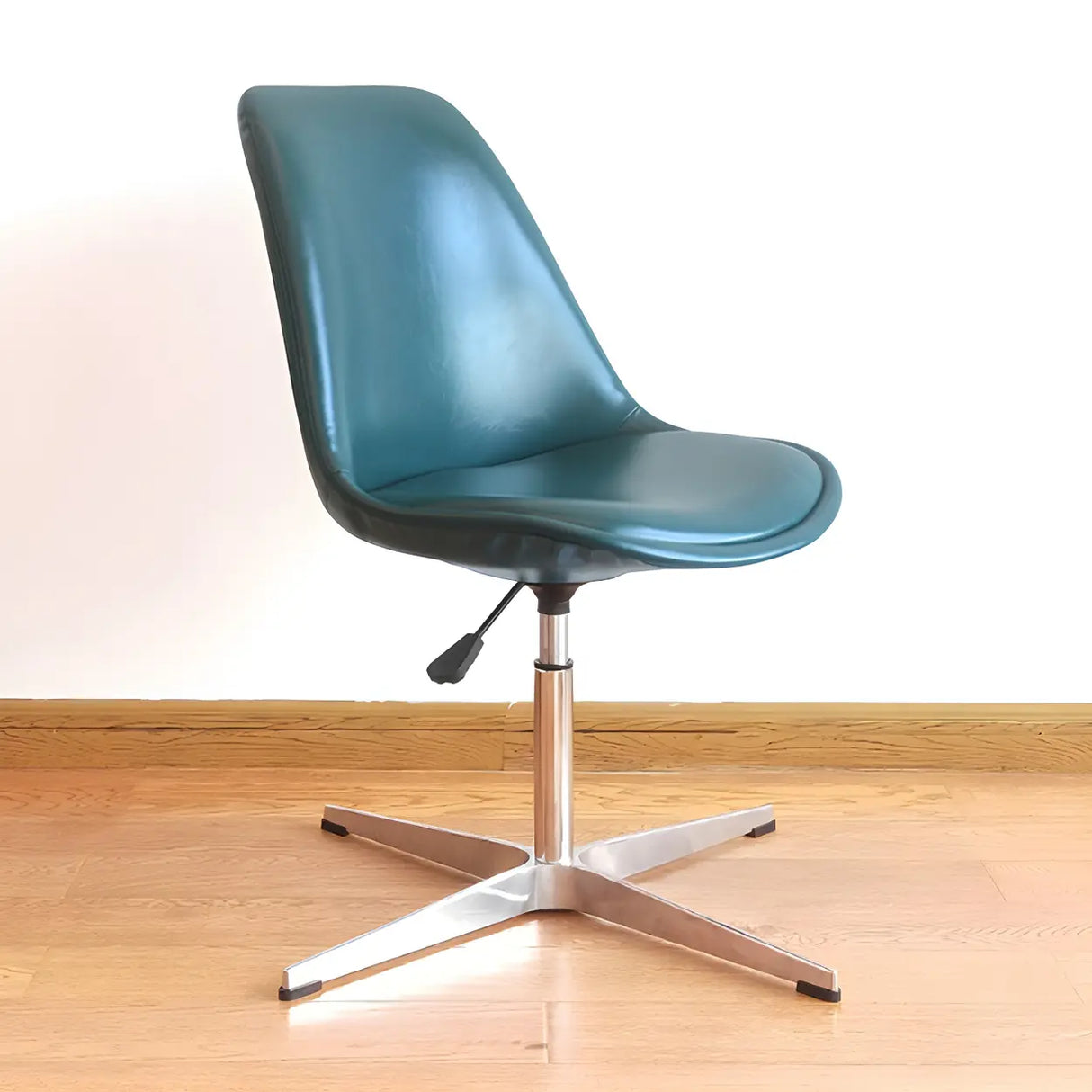 Black Modern Swivel Armless Metal Base Office Chair Image - 28