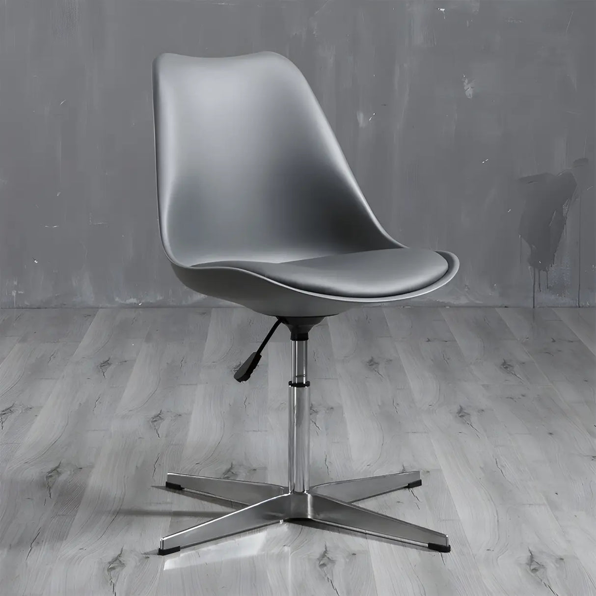 Black Modern Swivel Armless Metal Base Office Chair Image - 3