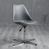 Black Modern Swivel Armless Metal Base Office Chair Image - 3