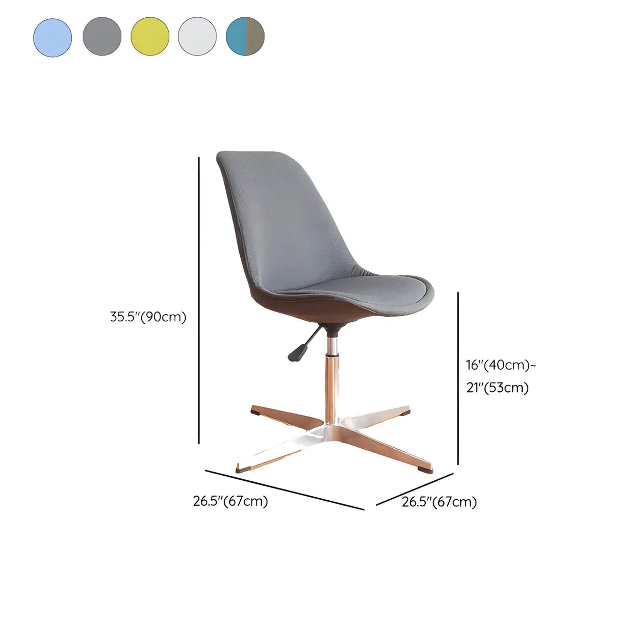 Black Modern Swivel Armless Metal Base Office Chair Image - 32