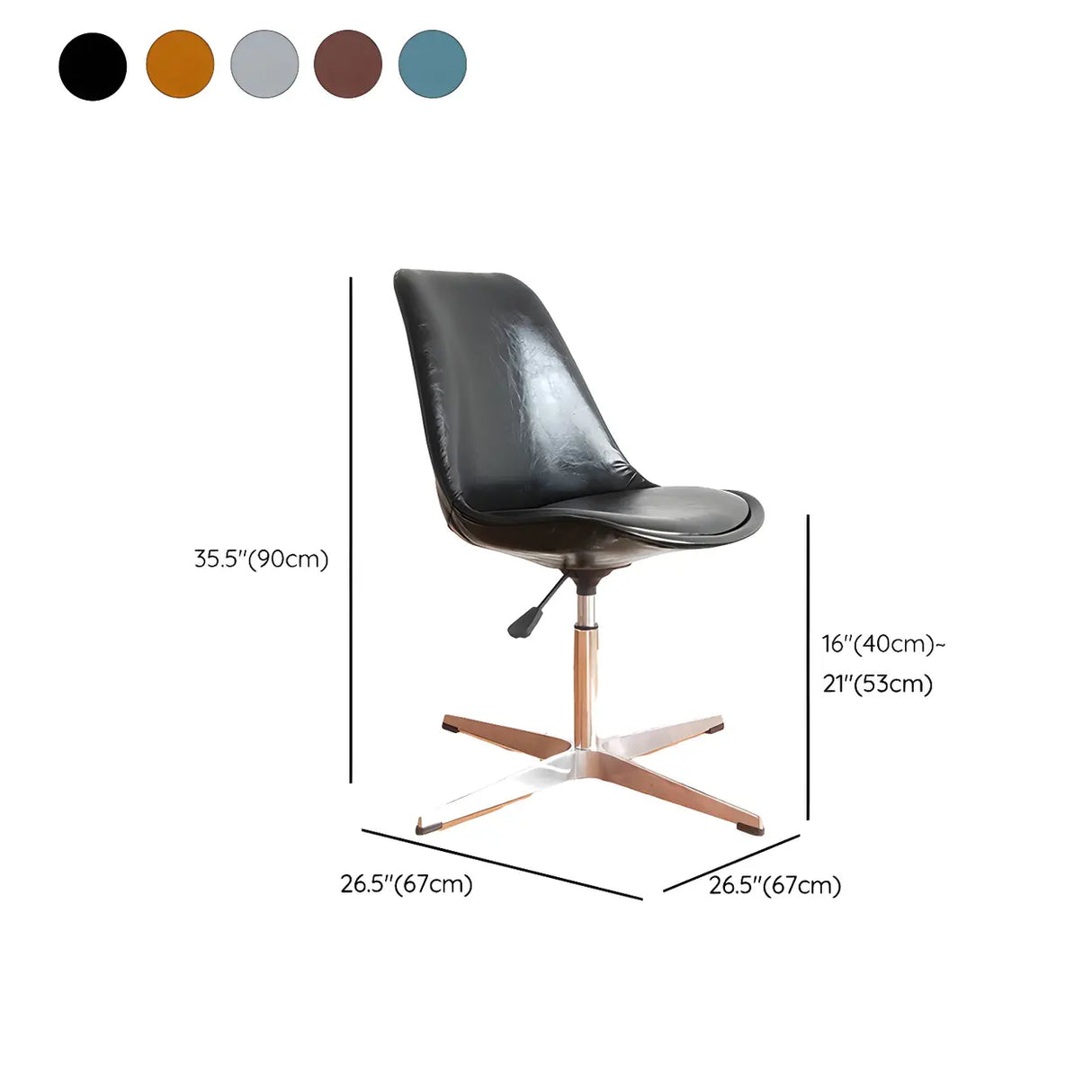 Black Modern Swivel Armless Metal Base Office Chair Image - 33