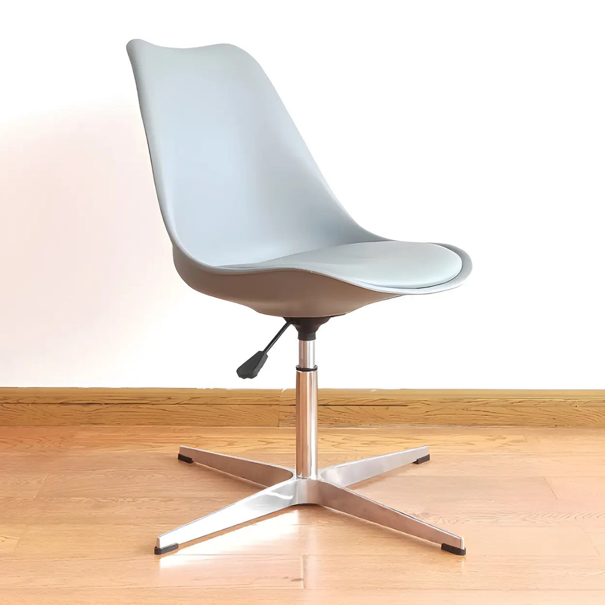 Black Modern Swivel Armless Metal Base Office Chair Image - 5