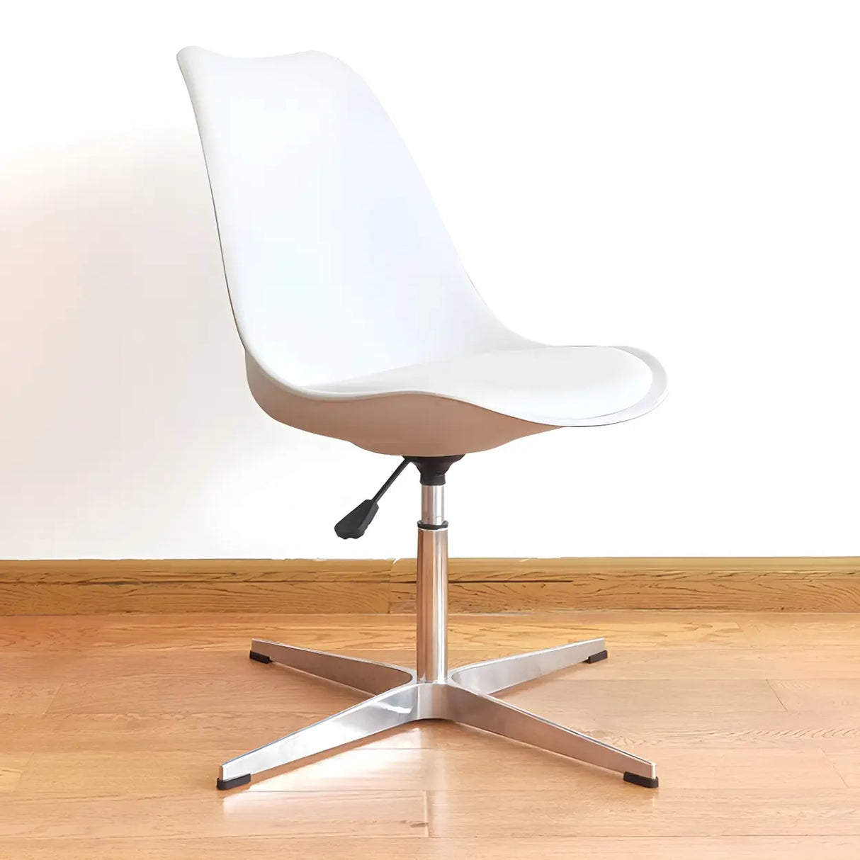 Black Modern Swivel Armless Metal Base Office Chair Image - 7