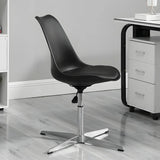 Black Modern Swivel Armless Metal Base Office Chair Image - 8