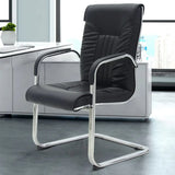 Black Modish Ergonomic Leather Office Chair with Arms Image - 1