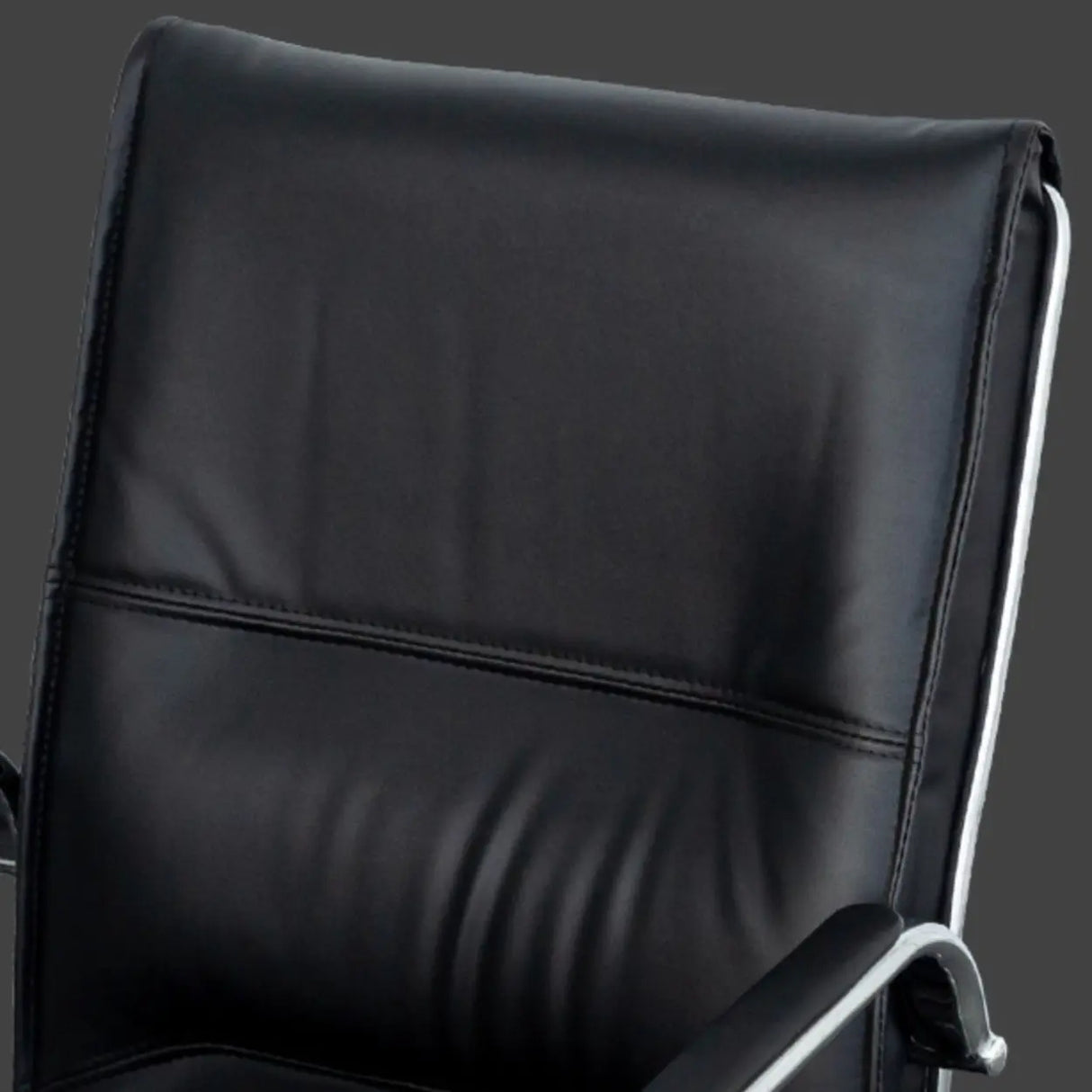 Black Modish Ergonomic Leather Office Chair with Arms Image - 7