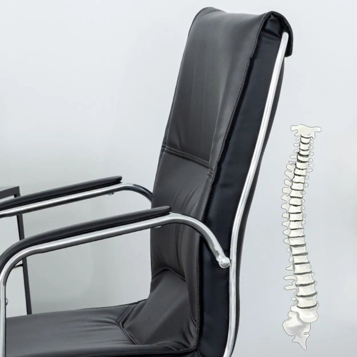 Black Modish Ergonomic Leather Office Chair with Arms Image - 8