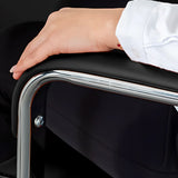 Black Modish Ergonomic Leather Office Chair with Arms Image - 11