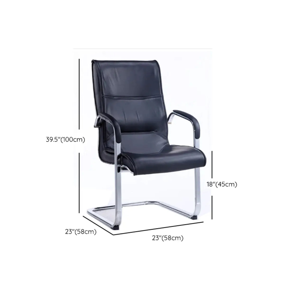 Black Modish Ergonomic Leather Office Chair with Arms Image - 13