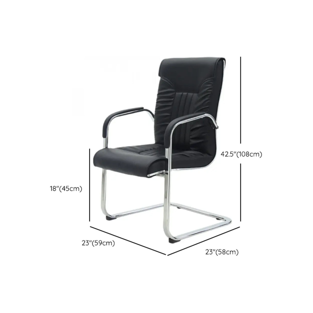 Black Modish Ergonomic Leather Office Chair with Arms Image - 14