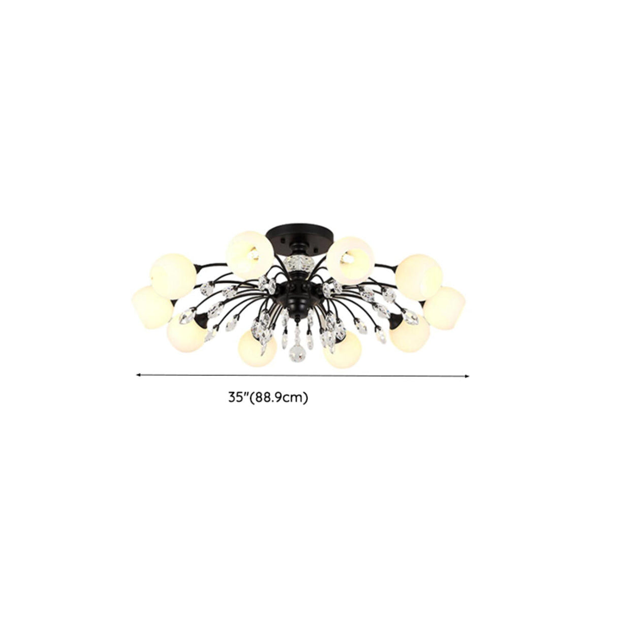 Black Multi-Globe Glass Semi-Flush Mount Ceiling Light Image - 13