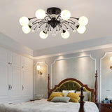 Black Multi-Globe Glass Semi-Flush Mount Ceiling Light Image - 3